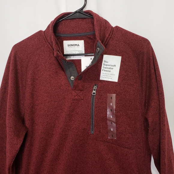 Sonoma Men’s Sweater Fleece Red Supersoft - Picture 2 of 4